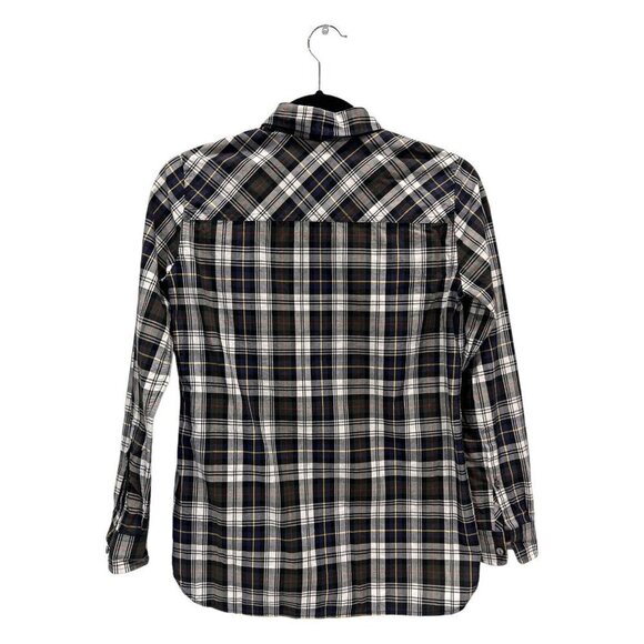 J Crew Womens 00 Perfect Fit Button Down Stewart Plaid Blue Red Yellow - Picture 2 of 6